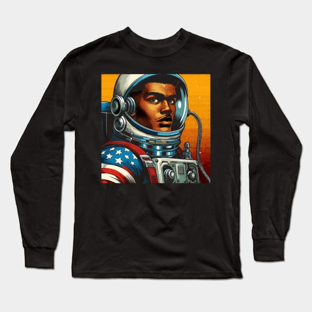 Comic Book Astronaut in Pop Art Style Long Sleeve T-Shirt by RCDBerlin